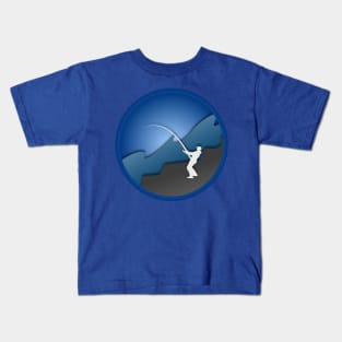 Fishing illustration paper cut design Kids T-Shirt